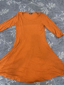 Orange Fit & Flare Dress