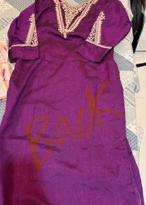 Elegant Embroidered Purple Kurta Set