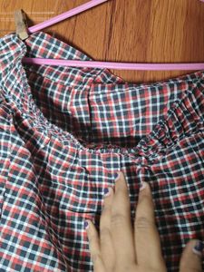 Free delivery - Checked Midi Skirt with Ruffle Hem