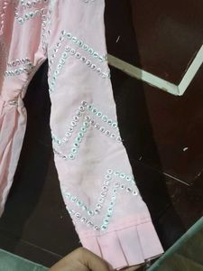 Pink Embroidered Sharara Set