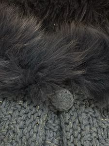 Cozy Blue Knit Cardigan with Fur Trim