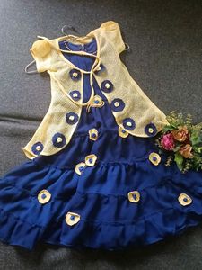 Blue Frock With  Shrug