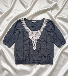 Lace Neckline Top