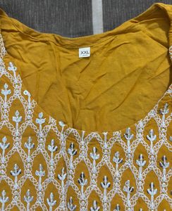 Yellow Kurta with White Print
