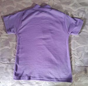 Purple Zip Neck Ribbed Crop Top