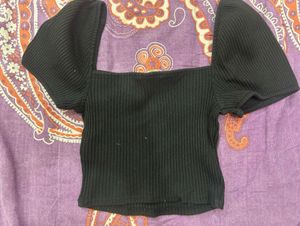 Chic Black Puff Sleeve Top
