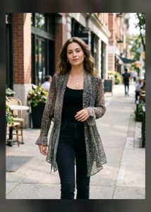 Sheer Floral Print Kimono Cardigan