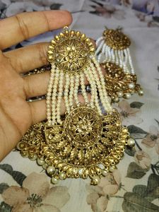 Elegant Gold &amp; Pearl Jewellery Set