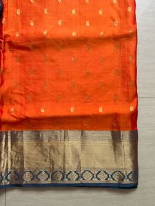 Vibrant Orange silk Saree with Blouse