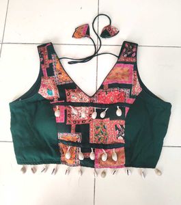 Bohemian Patchwork Blouse with Shells