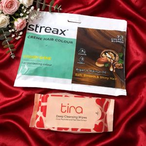 Streax Creme Hair Colour &amp; Tira Cleansing Wipes