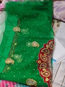 Elegant Green Embellished Saree