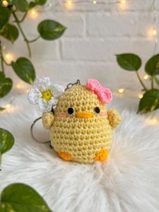 Cute Crochet Chick Keychain