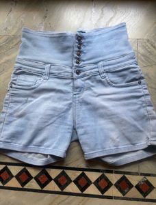 Light Wash High Waisted Denim Shorts