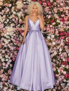 Stunning Lilac Embellished V-Neck Dress