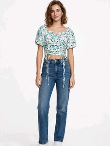 Floral Ruched Crop Top
