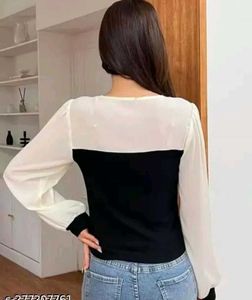 Chic Black &amp; White Puff Sleeve Top