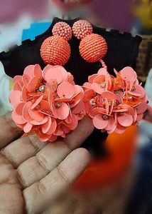 Stunning Coral Floral Statement Earrings