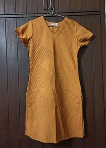 FABINDIA Mustard Textured Kurta