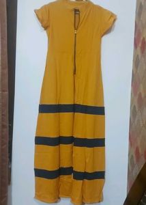 Mustered Coloured Maxi Dress For Summers.