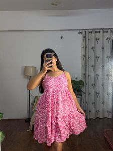 Cute Pink Floral Mini Dress
