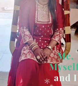 Red Embroidered Kurta Garara set