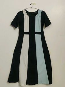 Color Block A-Line Midi Dress