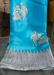 Women Khadi Silk Designer Saree Blue And Grey