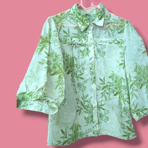 Sage garden sheer top