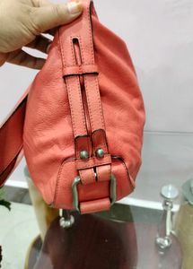 Chic Coral Leather Shoulder Bag