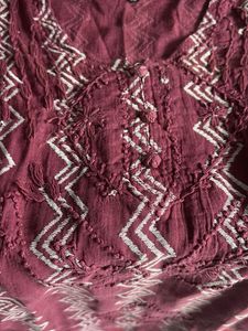 Embroidered Maroon Kurta