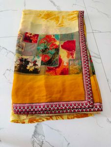 Vibrant Floral Patchwork Saree