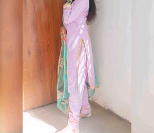 lavender Silk Suit and pants with embroided