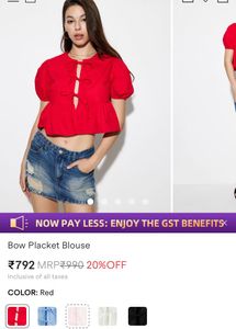 Cute Red Tie-Front Top