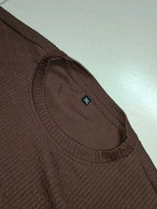 Brown Ribbed Long Sleeve Top