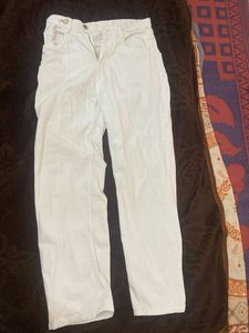 Cream Wide Leg Jeans