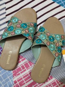 Floral Embroidered Slides