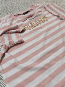 Pink &amp; White Striped Graphic Tee