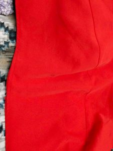 Red Kurta Set with Printed Sleeves