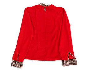 Chic Red Long Sleeve Top with Bow Detail