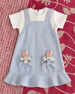 Adorable Bunny Overalls Dress Set
