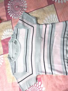 Y2k Striped Turtleneck Top