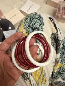 Elegant Red and White Bangles