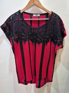 Striped Top with Lace Detail