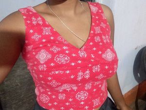 Sleeveless Top With Silver Print