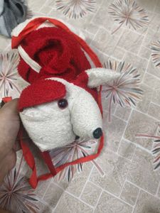 Cute White &amp; Red Faux Fur Animal Bag