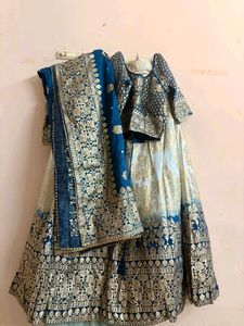 Elegant Blue & Gold Lehenga Choli Set