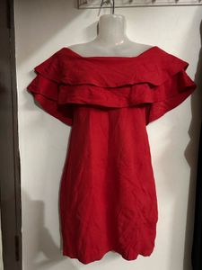 Red Ruffle Off-Shoulder Dress