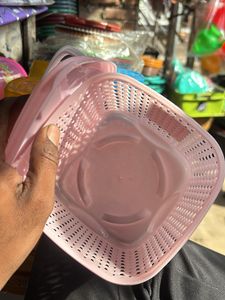 HANDLE LID STORAGE BASKET ( 500gm PINK COLOR )