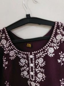 Embroidered Maroon Kurta